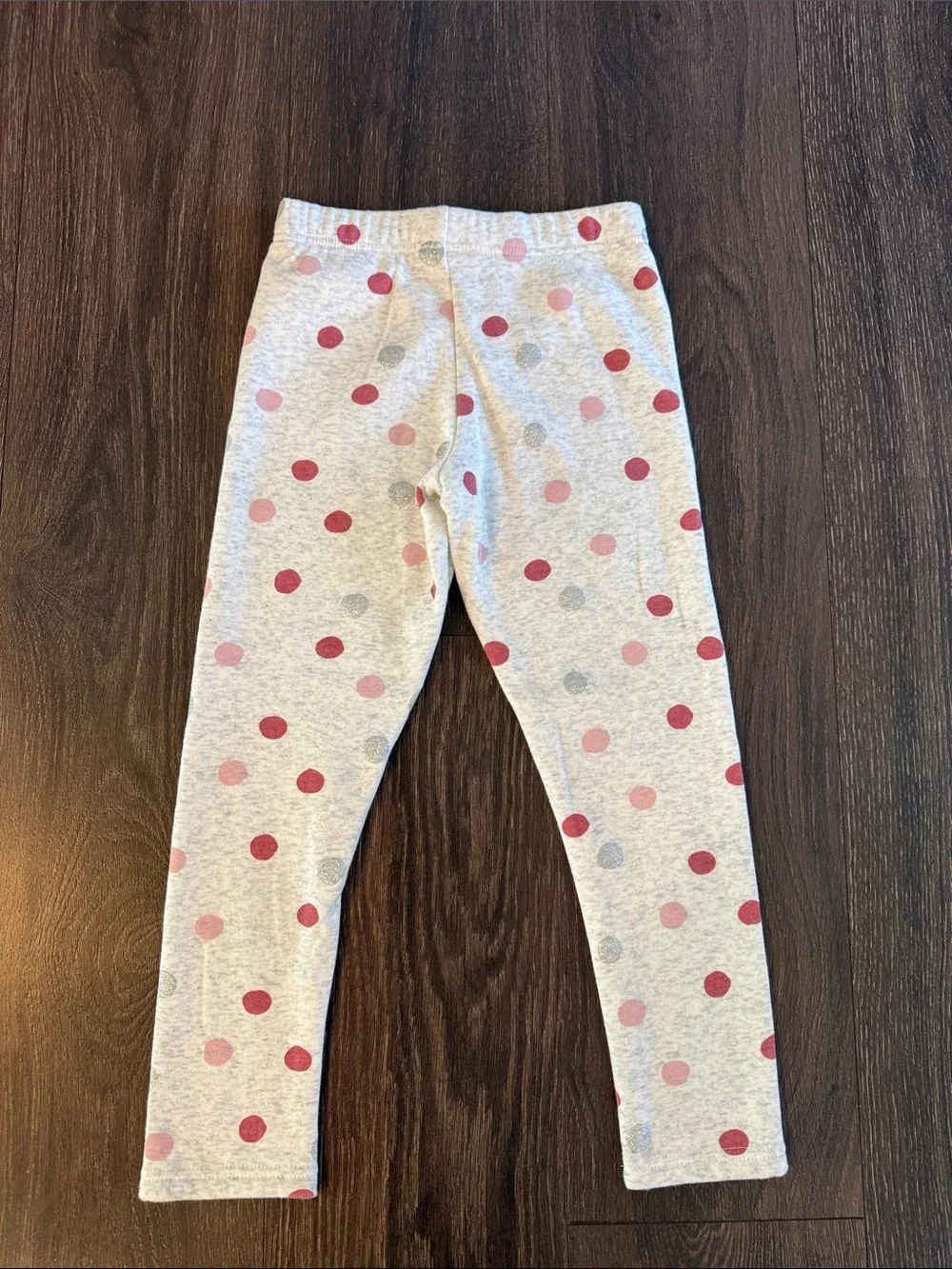 Carter's Light Gray Heather Leggings with Pink & Gray Dots